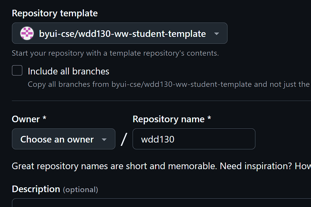 Image showing the create repository form