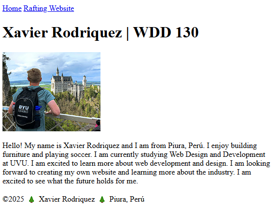 Example Student Course Home Page