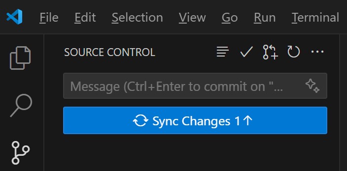 Sync Changes Button in VS Code Source Control