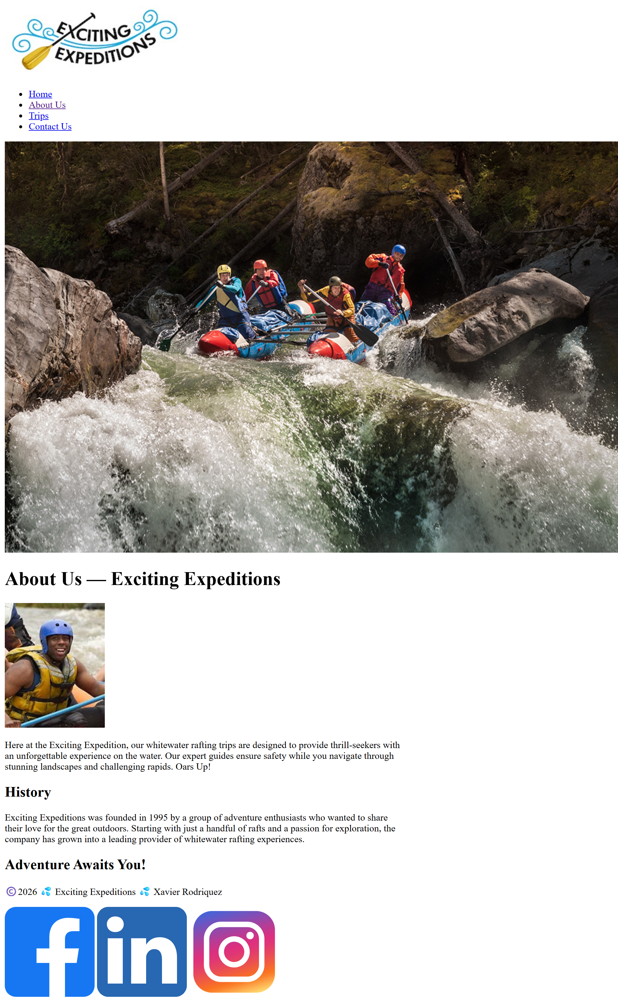 About Us HTML Only Screenshot