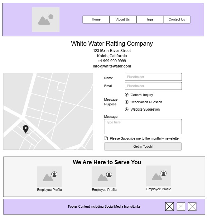 Contact Us Page Wireframe